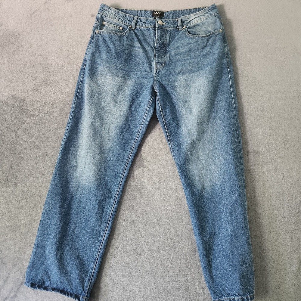BOOHOO MAN Jeans Mens Size 36 RELAXED FIT MEN'S JEANS Light Wash Distressed